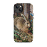 A Hare in the Forest - Hans Hoffman Phone Case Iphone 14 Plus / Matte Nature-themed Illustration Rabbit Leaves, Luminous Eye Catching,