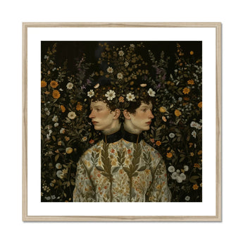 Harold & Claude - Netherlandish Gay Twins Art Print, Double Portrait Floral Pattern Two Figures Ornate Clothing