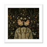 Harold & Claude - Netherlandish Gay Twins Art Print, Double Portrait Floral Pattern Two Profiles Opposite Directions
