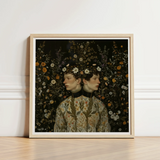 Harold & Claude - Netherlandish Gay Twins Art Print / Canvas Framed Two Figures Floral Crowns Patterned, Prints