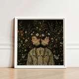 Harold & Claude - Netherlandish Gay Twins Art Print / Canvas White-framed Two Figures Adorned Floral Crowns, Prints