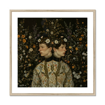 Harold & Claude - Netherlandish Gay Twins Art Print, Double Portrait Floral Pattern Two Figures Ornate Clothing