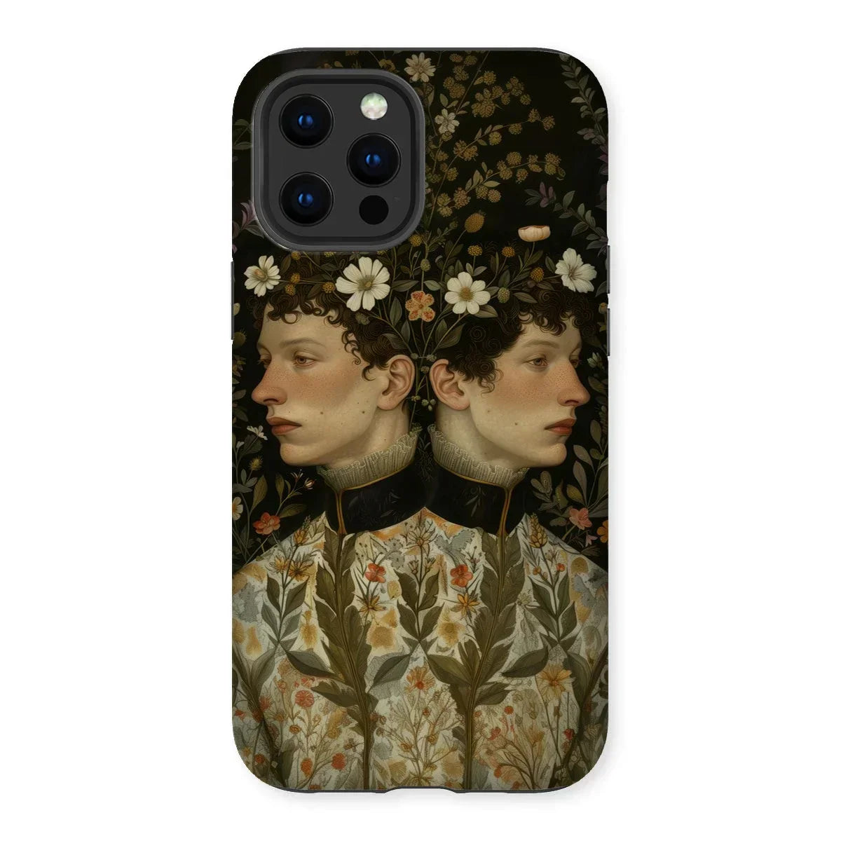 Harold & Claude - Netherlandish Gay Twins Iphone Case, 12 Pro Max / Matte, Phone Case Vintage-style Double Portrait Artwork Floral Botanical