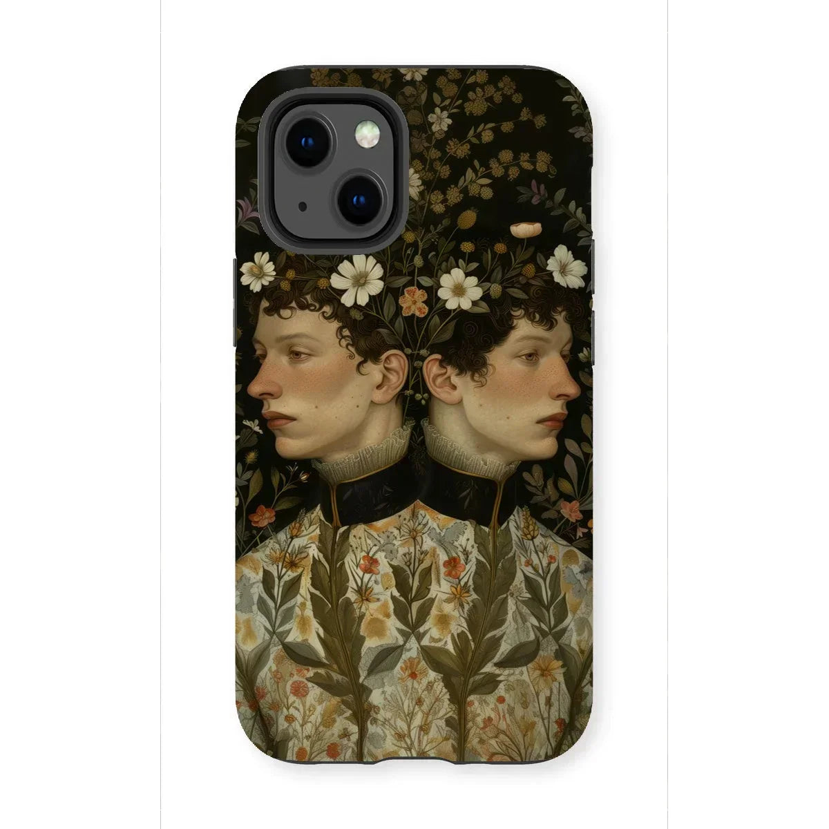 Harold & Claude - Netherlandish Gay Twins Iphone Case, 13 Mini / Matte, Phone Case Vintage-style Double Portrait Artwork Floral Botanical
