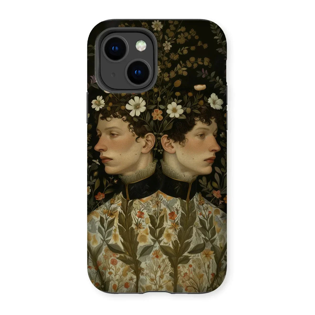 Harold & Claude - Netherlandish Gay Twins Iphone Case, 14 / Matte, Phone Case Vintage-style Portrait Painting Two Profiles Adorned