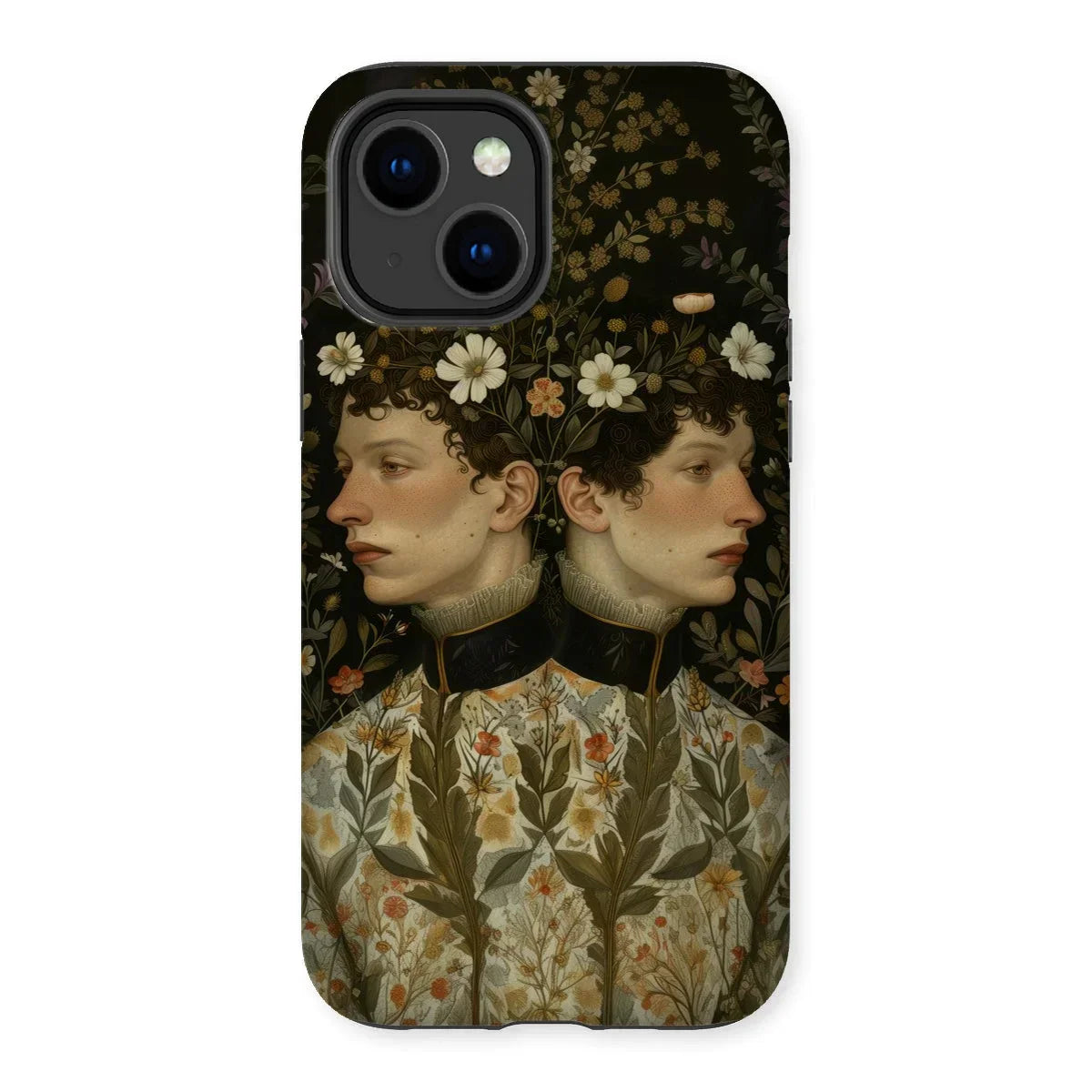 Harold & Claude - Netherlandish Gay Twins Iphone Case, 14 Plus / Matte, Phone Case Vintage-style Double Portrait Artwork Floral Botanical