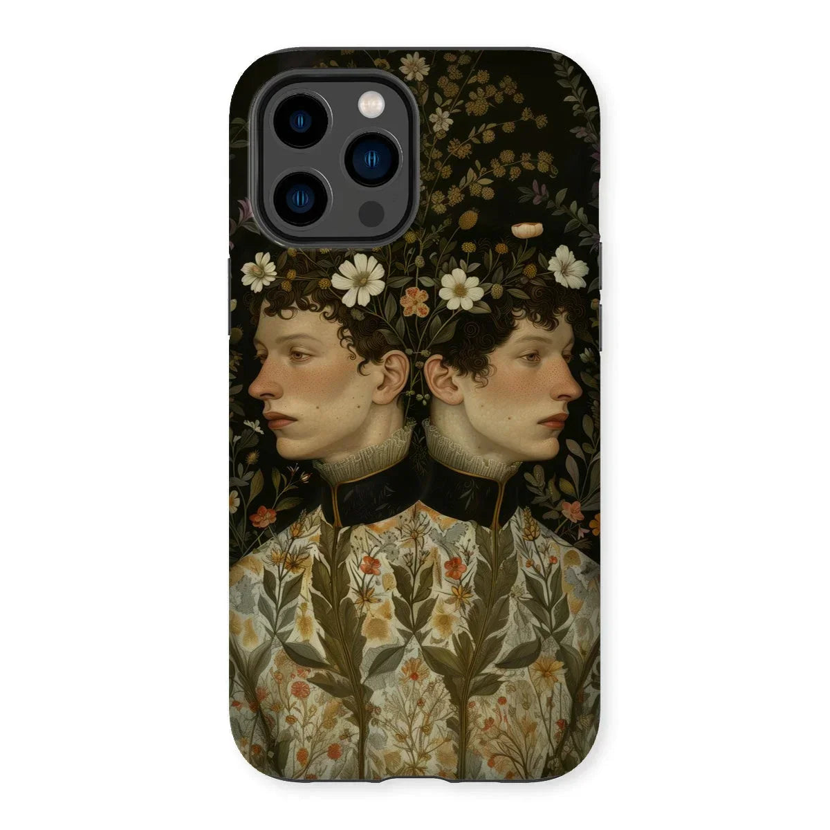 Harold & Claude - Netherlandish Gay Twins Iphone Case, 14 Pro Max / Matte, Iphone Case Vintage-style Artistic Portrait Two Figures Floral