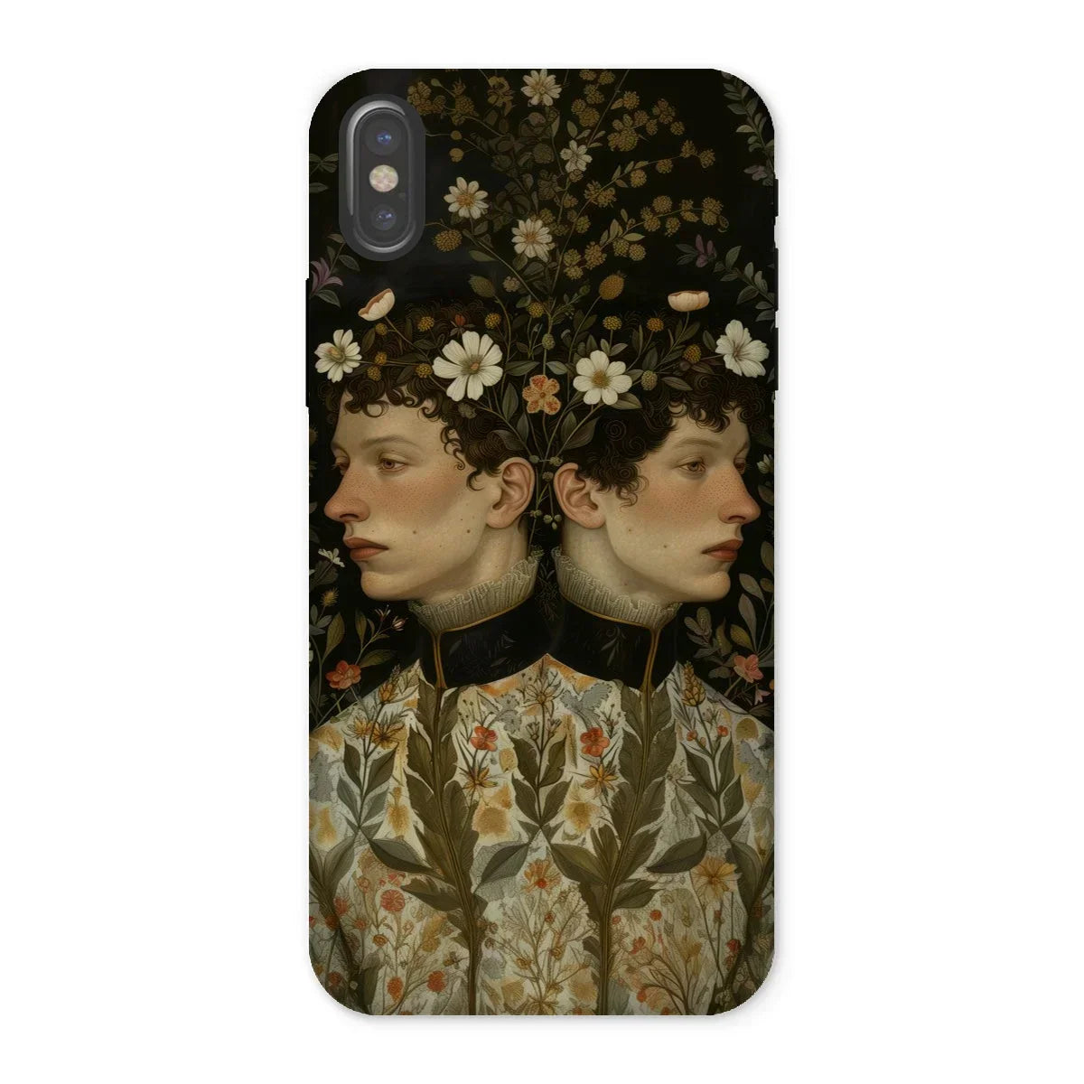 Harold & Claude - Netherlandish Gay Twins Iphone Case, x / Matte, Phone Case Vintage-style Double Portrait Floral Elements Botanical