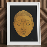 Buddha head graphic art print, framed