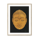 Head of Buddha - Reijer Stolk Graphic Art Print, Golden Buddha Head Closed Eyes Serene Expression