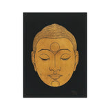 Head of Buddha - Reijer Stolk Graphic Art Print, Golden Buddha Head Closed Eyes Serene Expression