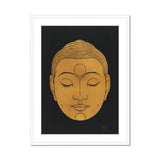 Head of Buddha - Reijer Stolk Graphic Art Print, Golden Buddha Head Closed Eyes Serene Expression