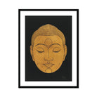 Head of Buddha - Reijer Stolk Graphic Art Print, Golden Buddha Head Closed Eyes Serene Expression Minimalist