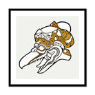 Head of Garuda - Reijer Stolk Graphic Art Print, Stylized Bird Head Baseball Cap Goggles Gold/brown Accents