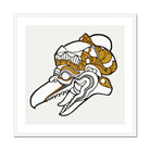 Head of Garuda - Reijer Stolk Graphic Art Print, Stylized Bird Head Crown Goggles Brown White