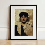 Head of a Male Model - John Singer Sargent Art Print / Canvas Black-framed Art Print Painted Portrait Man Dark Curly John Singer Sargent,