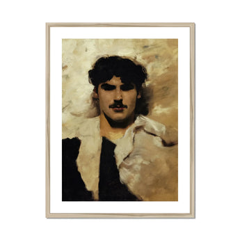 Head of a Male Model - John Singer Sargent Art Print, Painted Portrait Sepia Black Tones Figure Dark Wavy