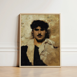 Head of a Male Model - John Singer Sargent Art Print / Canvas Framed Portrait Man Dark Curly Hair Mustache Rendered, Gay, Prints