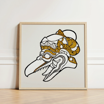 Head of Garuda - Reijer Stolk Graphic Art Print / Canvas Framed Artwork Stylized Ornate Skull Intricate Gold Black Stolk’s, Woodcut, Prints