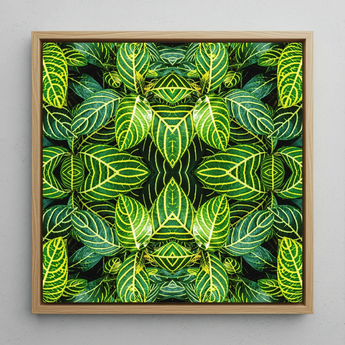 Just the Headlines - Trippy Fractal Leaf Art Print / Canvas, 12x12’’ / 31x31cm / Natural Frame, Posters Prints & Visual Artwork, Toby Leon