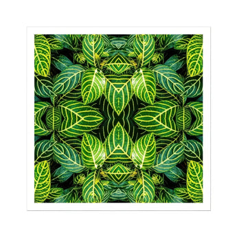 Just the Headlines - Trippy Fractal Leaf Art Print / Canvas Kaleidoscopic Pattern Vibrant Green Tropical Leaves Yellow Trippy Fractal Leaf,
