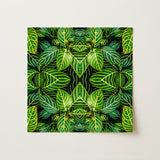 Just the Headlines - Trippy Fractal Leaf Art Print / Canvas Square Canvas Print Symmetrical Kaleidoscopic Pattern Vibrant Green Trippy