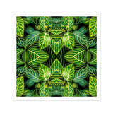 Just the Headlines - Trippy Fractal Leaf Art Print, Kaleidoscopic Pattern Vibrant Green Tropical Leaves Yellow