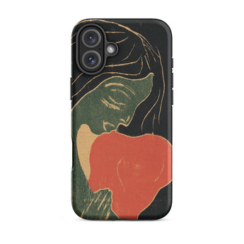 The Heart - Edvard Munch Phone Case Iphone 16 Plus / Matte Black Phone Case Stylized Illustration Two Figures Green Primal Scream Captured,