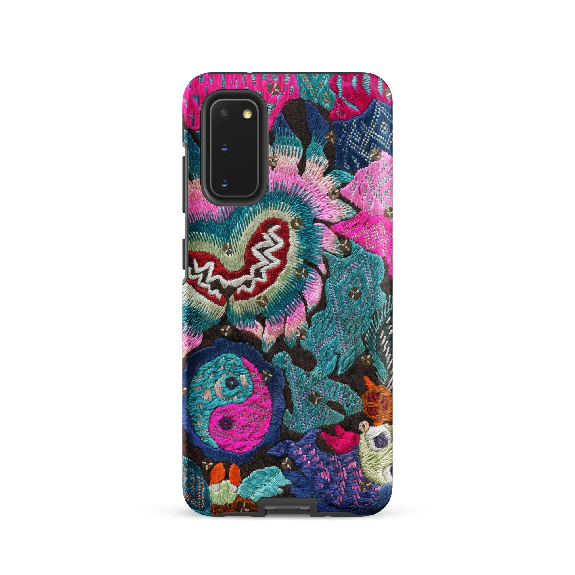 Heart and Soul - Ceremonial Miao Textile Art Samsung Case, Galaxy S20 / Matte, Smartphone Case Colorful Floral Embroidery Yin Yang Symbol