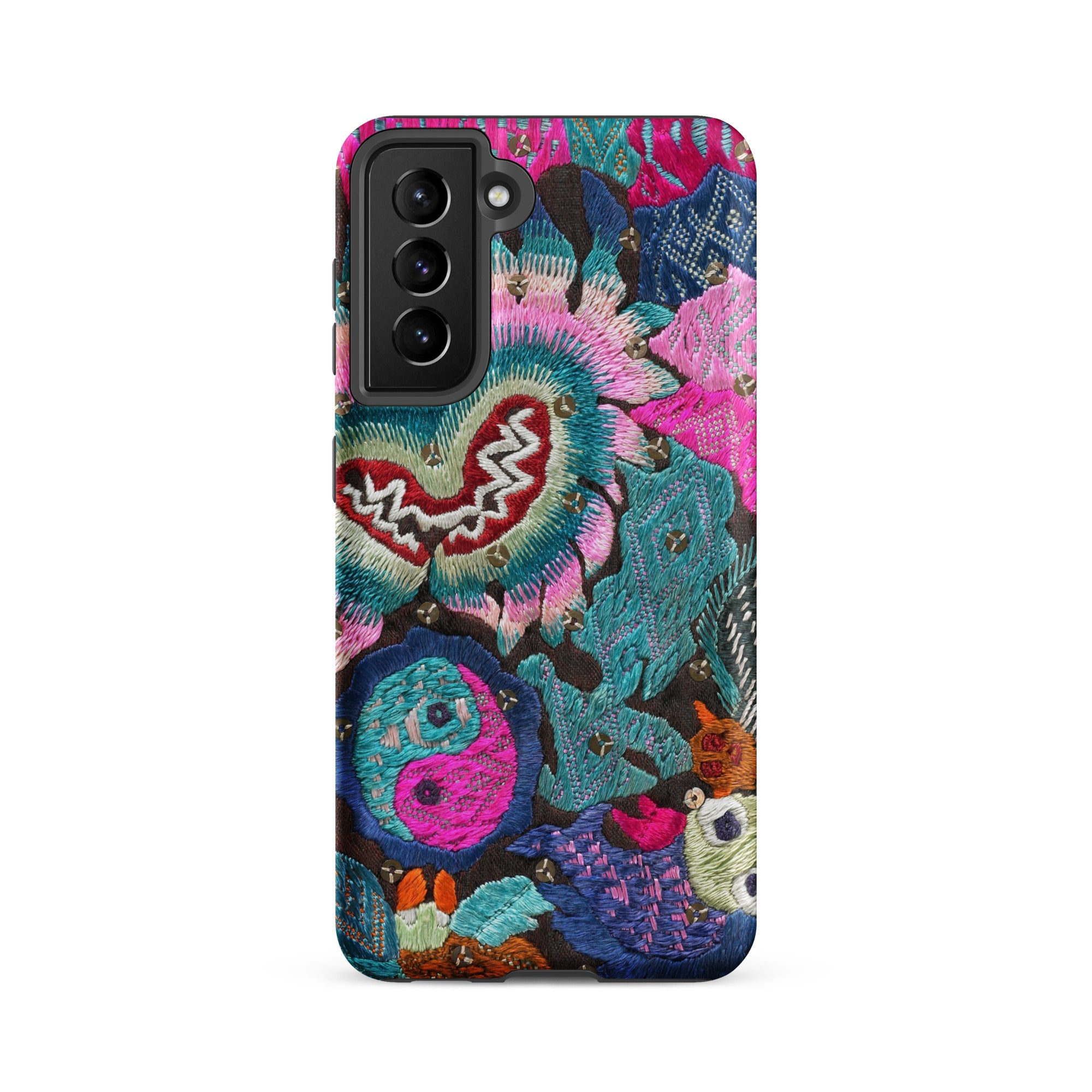 Heart and Soul - Ceremonial Miao Textile Art Samsung Case, Galaxy S21 Fe / Matte, Phone Case Vibrant Multi-colored Floral Abstract