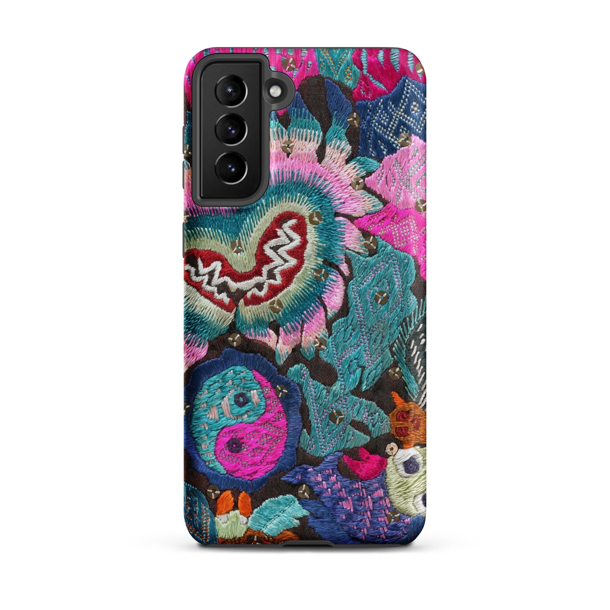Heart and Soul - Ceremonial Miao Textile Art Samsung Case, Galaxy S21 Plus / Matte, Smartphone Case Vibrant Intricate Floral Abstract