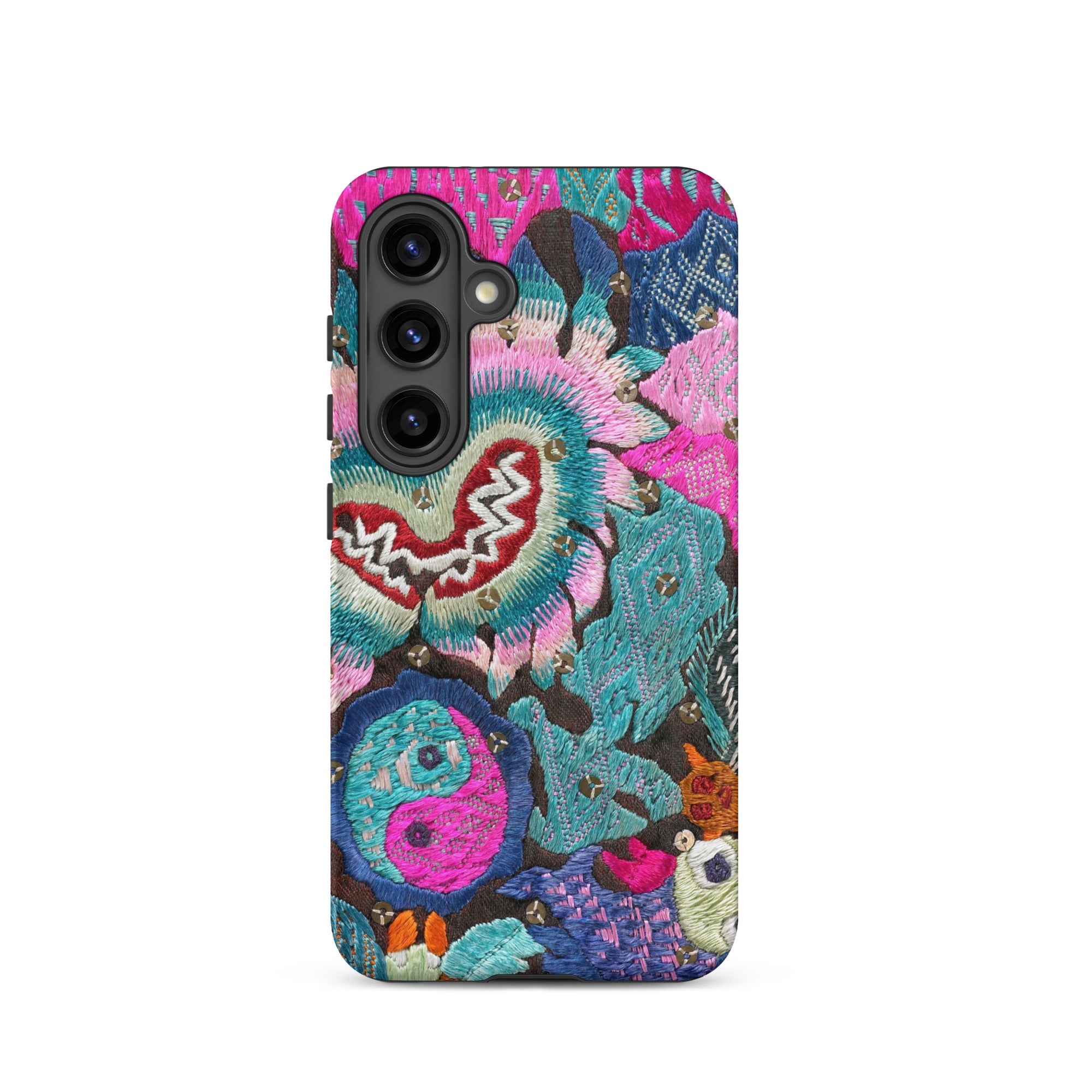 Heart and Soul - Ceremonial Miao Textile Art Samsung Case, Galaxy S24 / Matte, Smartphone Case Colorful Intricate Embroidery Floral