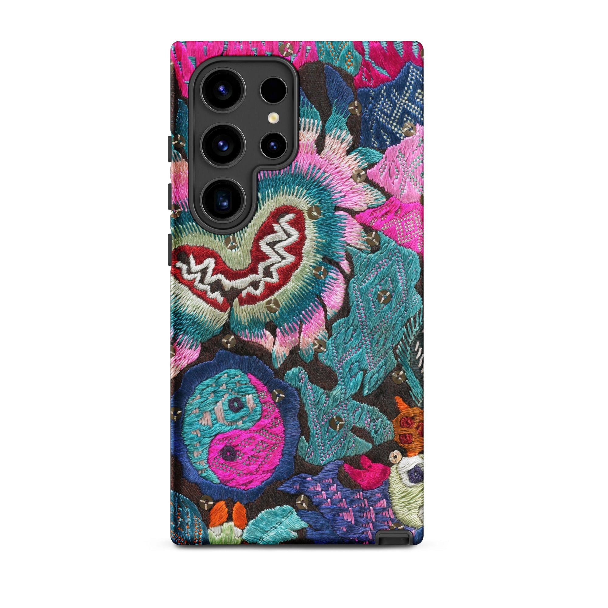 Heart and Soul - Ceremonial Miao Textile Art Samsung Case, Galaxy S24 Ultra / Matte, Smartphone Case Vibrant Intricate Embroidery Floral
