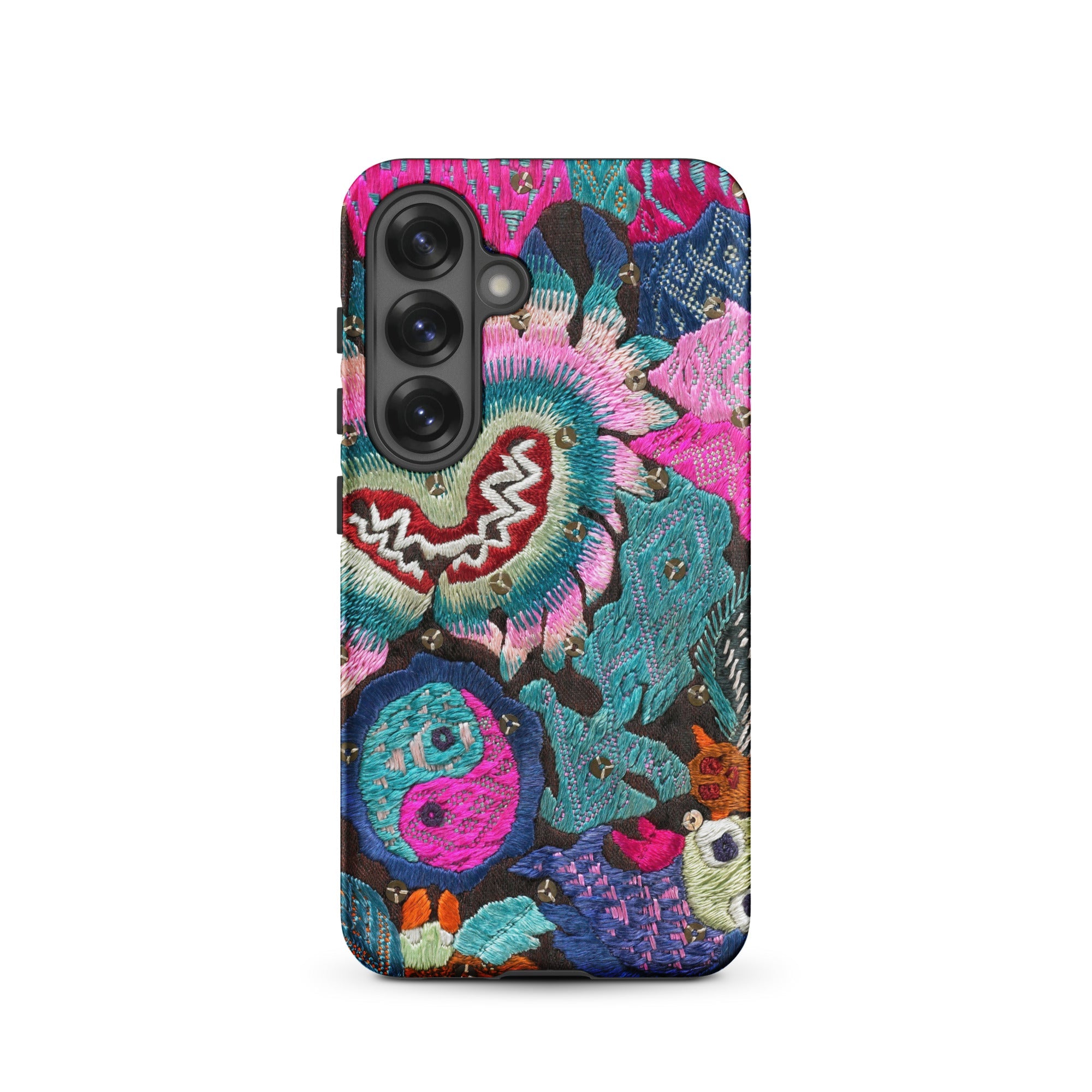 Heart and Soul - Ceremonial Miao Textile Art Samsung Case, Galaxy S25 / Matte, Smartphone Case Colorful Intricate Embroidery Floral