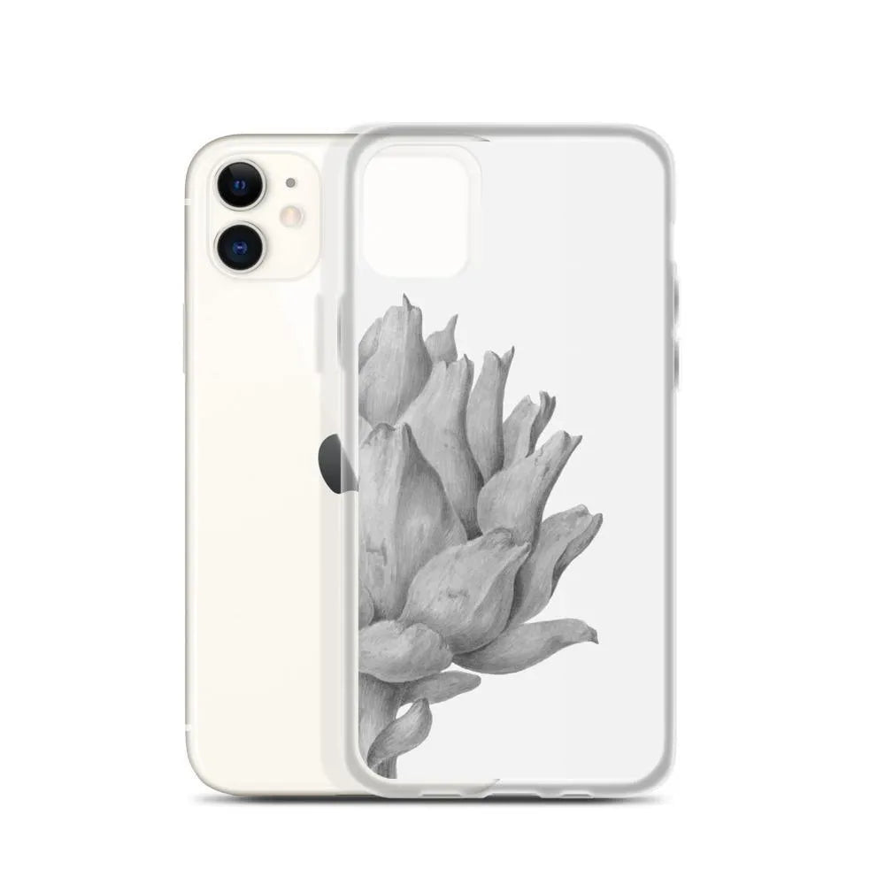 Heartichoke Botanical Art Iphone Case - Grey - Iphone 11 - Mobile Phone Cases - Aesthetic Art