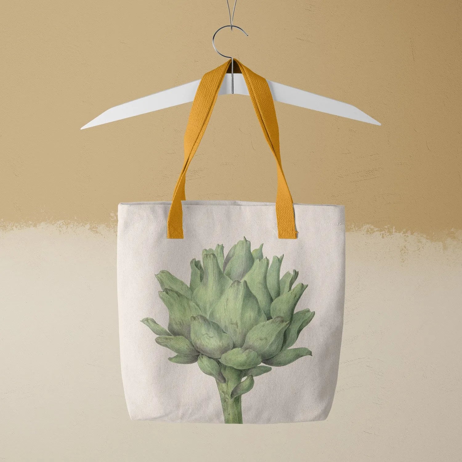 Heartichoke Tote - Burnt Cream - Heavy Duty Reusable Grocery Bag - Tote Bags - Aesthetic Art