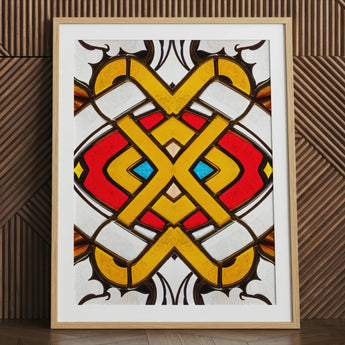 Framed stained glass hearts art print