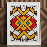 Stained glass hearts art print in white frame