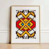Hearts of Glass - Stained Window Art Print / Canvas Vibrant Stained Glass Artwork Bold Yellow Red Blue Window, Window Photography Art,