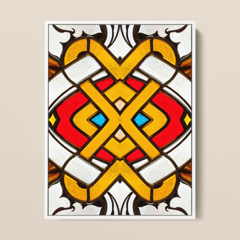 Hearts of Glass - Stained Window Art Print / Canvas Vibrant Stained Glass Artwork Symmetrical Geometric Design Bold Window, Window