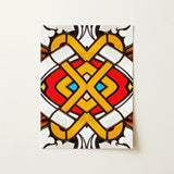 Hearts of Glass - Stained Window Art Print / Canvas Vibrant Stained-glass-inspired Artwork Bold Yellow Red Blue Geometric Stained Glass
