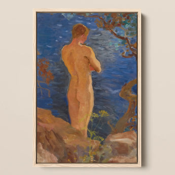 Heikki am Strand - Venny Soldan Kunstdruck / Leinwand, 12x18’’ / 31x46cm / Naturrahmen, Poster-Drucke & visuelle Kunstwerke, Toby Leon