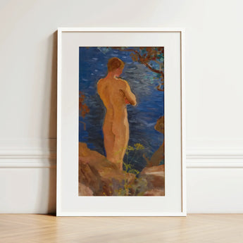 Heikki am Strand - Venny Soldan Kunstdruck / Leinwand, 12x18’’ / 31x46cm / Weißer Rahmen / Passepartout, Poster-Drucke & visuelle Kunstwerke, Toby