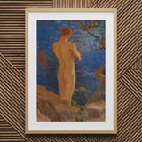 Heikki am Strand - Venny Soldan Kunstdruck / Leinwand, 20x30’’ / 51x76cm / Naturrahmen / Passepartout, Poster-Drucke & visuelle Kunstwerke, Toby