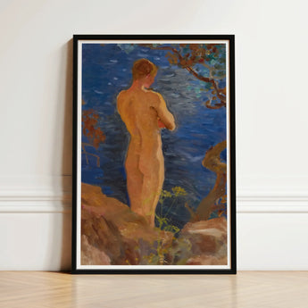 Heikki on the Beach - Venny Soldan-brofeldt Art Print / Canvas Framed Painting Nude Figure Water Rendered Warm Earthy Granite Meets, Cold,