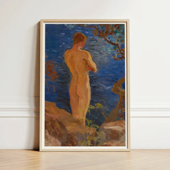 Heikki on the Beach - Venny Soldan-brofeldt Art Print / Canvas Framed Painting Nude Figure Water Rendered Warm Earthy Granite Meets, Cold,