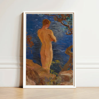 Heikki on the Beach - Venny Soldan-brofeldt Art Print / Canvas Framed Painting Nude Figure Water Rendered Warm Earthy Granite Meets, Cold,