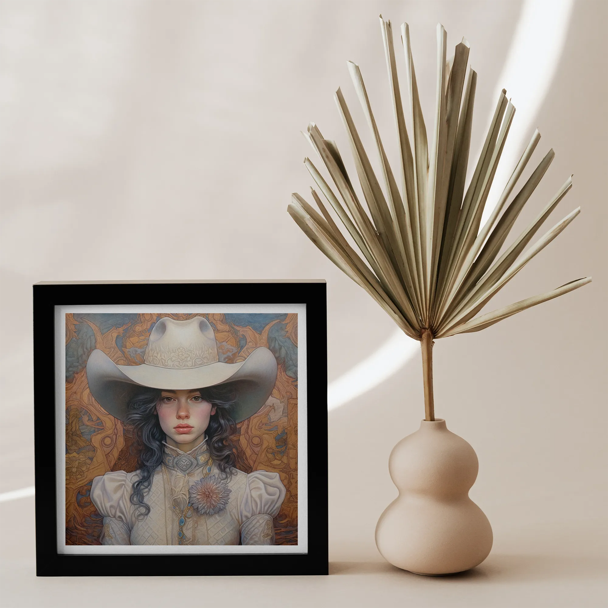 Helena - Lesbian Cowgirl Art Print - Wlw Sapphic Queerart - 12’x12’ - Posters Prints & Visual Artwork - Aesthetic Art