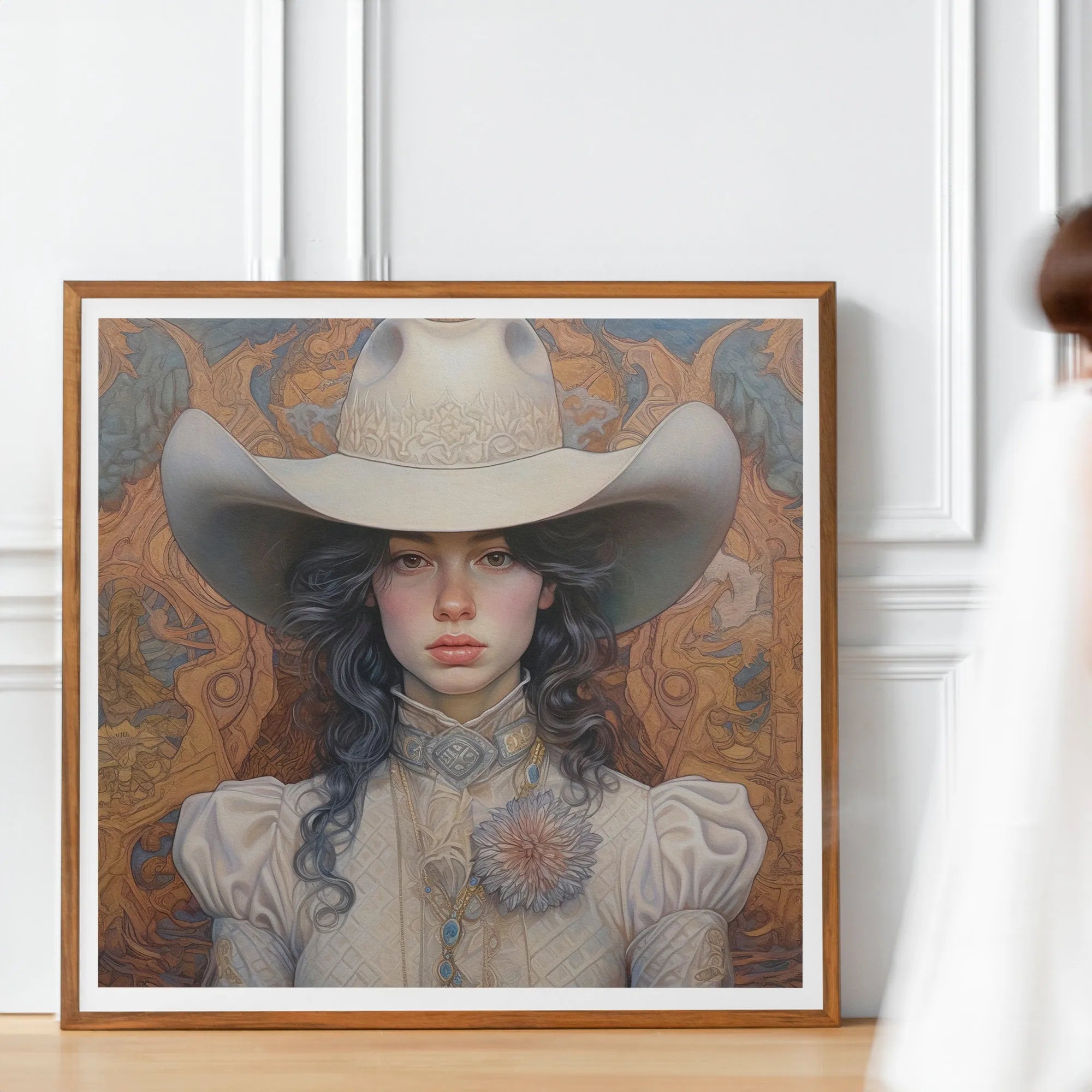 Helena - Lesbian Cowgirl Art Print - Wlw Sapphic Queerart - 40’x40’ - Posters Prints & Visual Artwork - Aesthetic Art