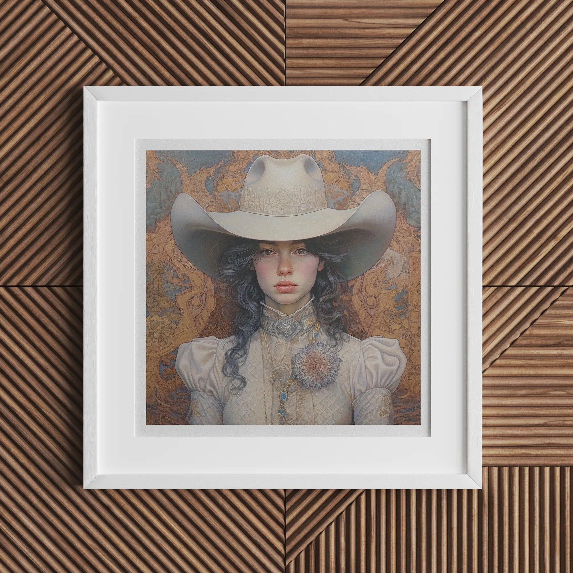 Helena - Lesbian Cowgirl Art Print - Wlw Sapphic Queerart - 16’x16’ - Posters Prints & Visual Artwork - Aesthetic Art